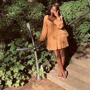 Floral Chiffon Peasant Sleeve Dress